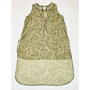 Knox Rose High-Low Midi Dress Women's M Green Velvet Sheer Paisley Floral Crush